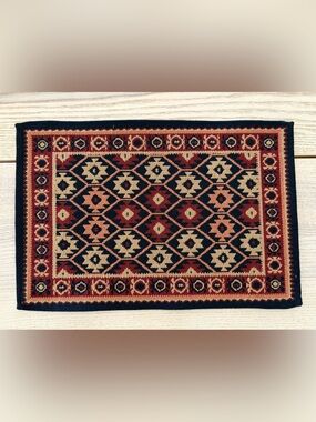 Set of 5 Handwoven Tribal Accent Placemats- Red, Black & Cream